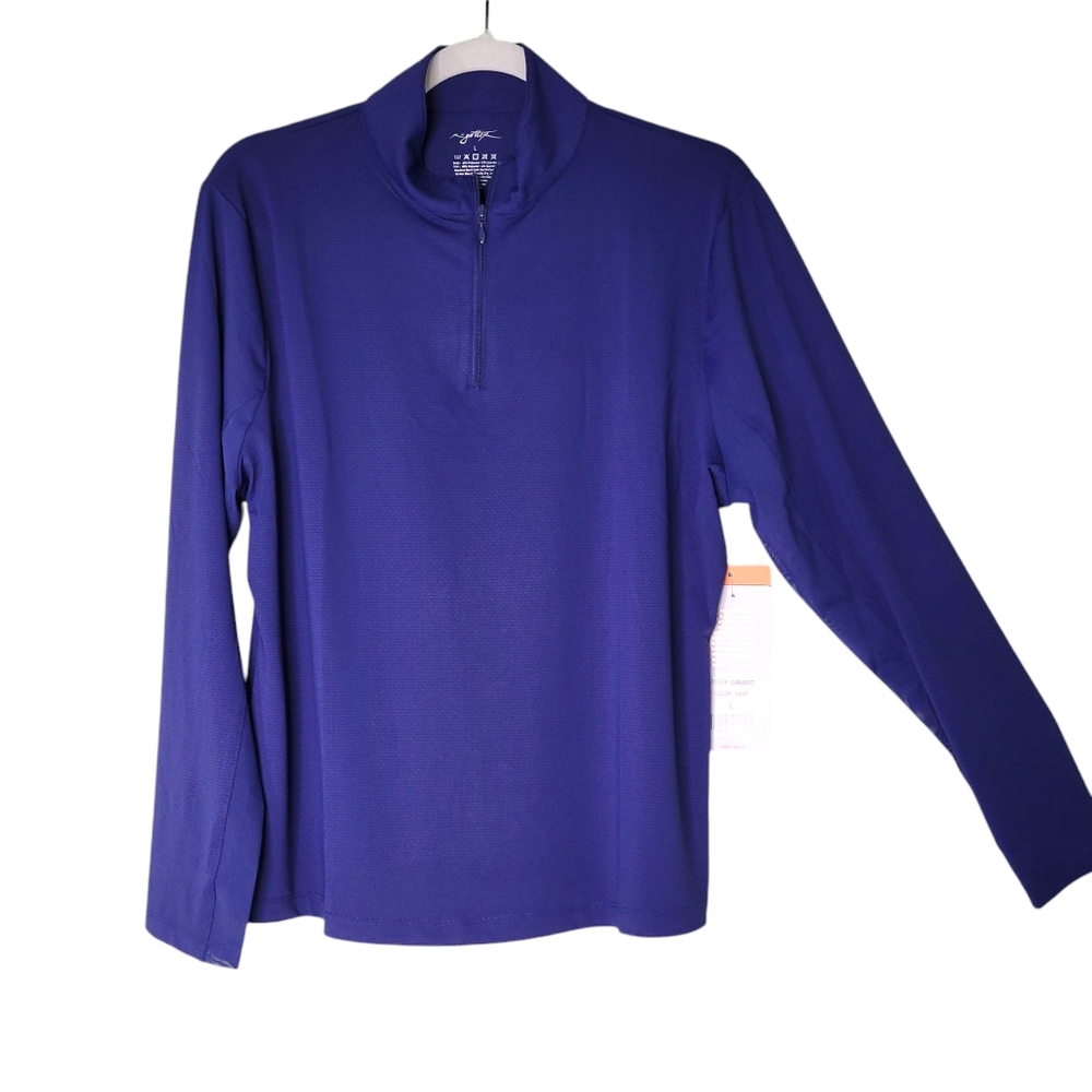 Gottex Women's Golf/Tennis Cooling Moisture Wick Stretch Quick Dry Navy Top Lge - Picture 3 of 8